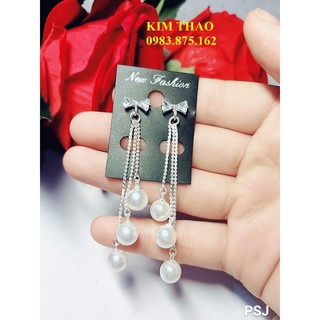 Bông tai bạc ta nơ 3 tua dài