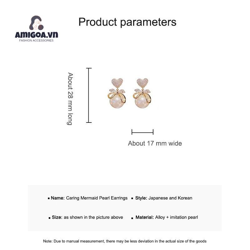 ✨✨Bông Tai Hình Trái Tim Đính Đá Zircon Và Ngọc Trai Sang Trọng 2022
