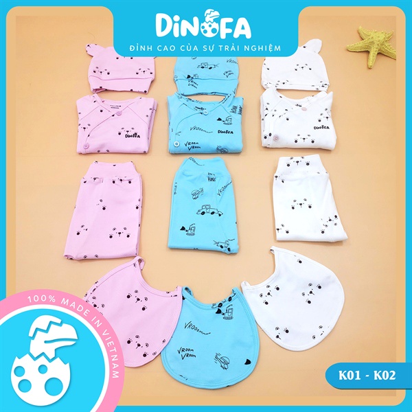 Set yếm, mũ che thóp cho bé sơ sinh họa tiết đáng yêu nhiều màu cho bé yêu chất liệu cotton cho bé từ sơ sinh đến 3 tuổi