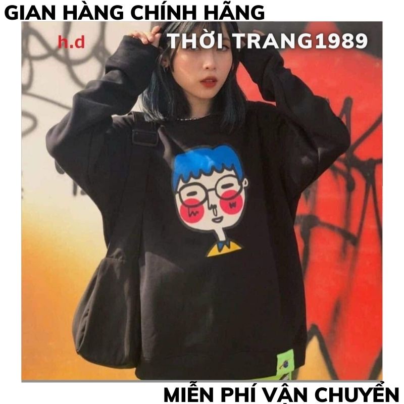 Áo Sweater nam nữ, in hình cậu bé tóc xanh ,Áo hoodies nam nữ from rộng ,chất đẹp chuẩn form không bai xù ,
