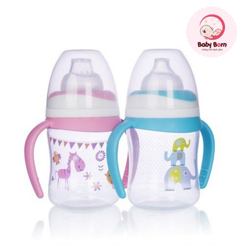 Bình uống nước núm hút mềm có tay cầm UP0153N/4N (120ml/240ml) - Thái Lan