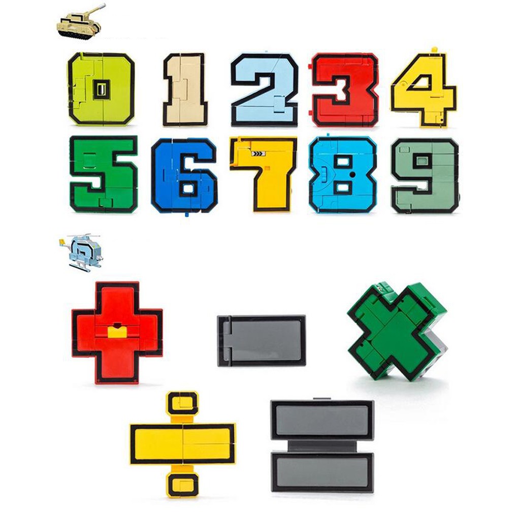 Bộ đồ chơi robot biến hình hình chữ số toán học tổng cộng 15 món