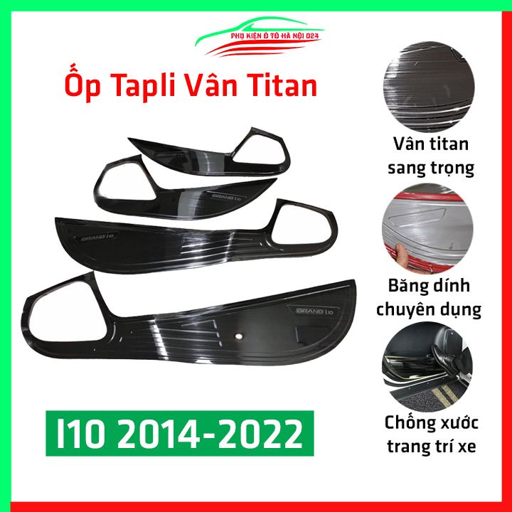 Bộ ốp tapli i10 2014-2021 vân Titan chống xước va đập khi mở cửa và làm đẹp xe