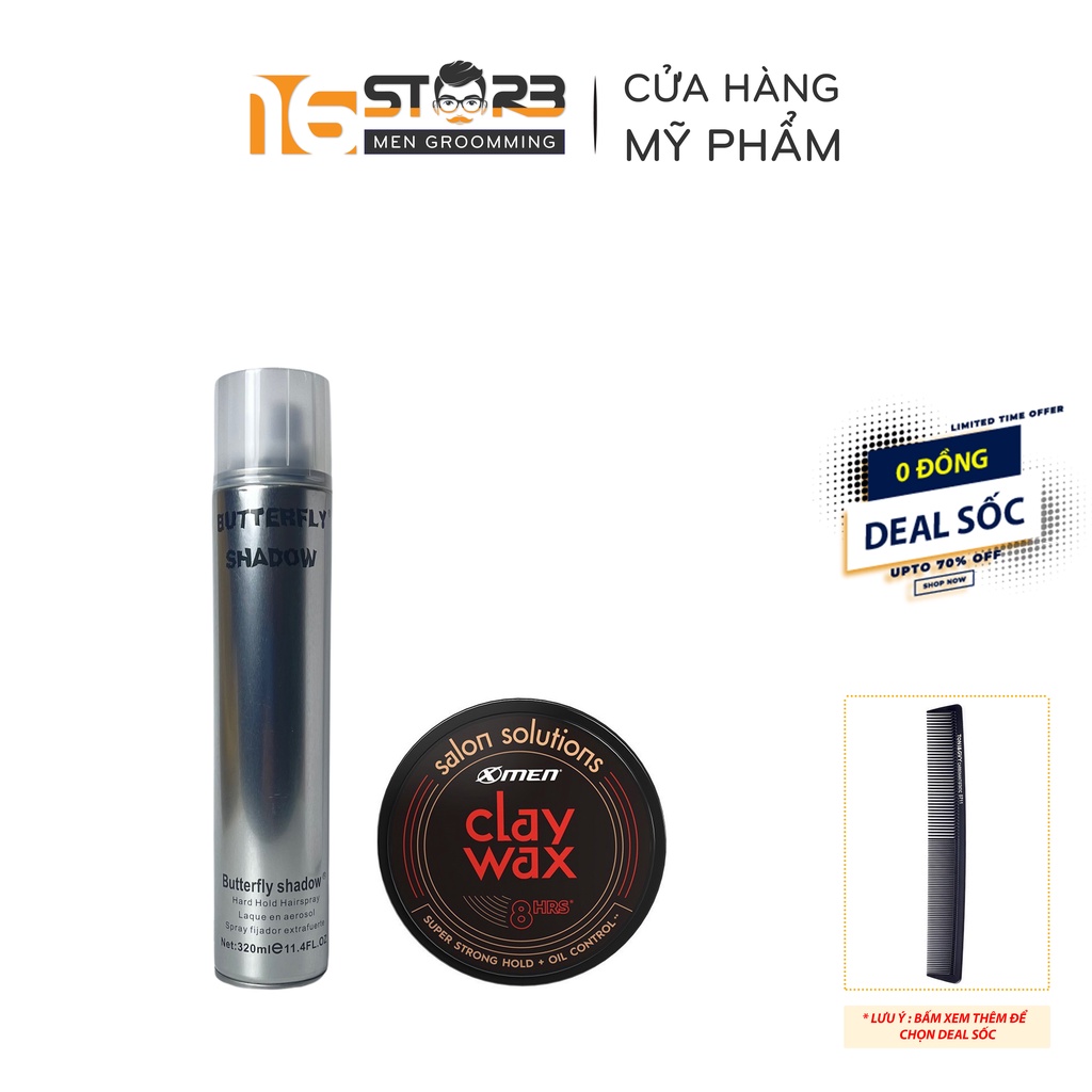 Combo Gôm Butterfly Shadow 320ml + Sáp Vuốt Tóc Xmen Clay Wax 70g