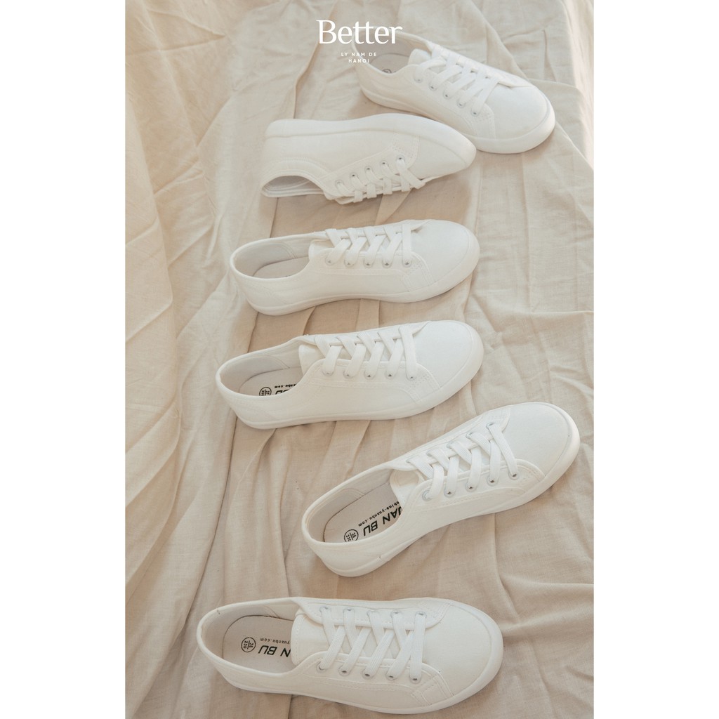 Giay sneaker vải canvas trắng trơn Better Shoes 160618001