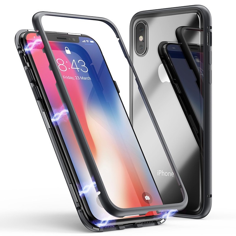 Ốp điệ̣n thoại kính cường lực viền kim loại nam châm cho iPhone 6 6s 6p 6sp 7 8 plus se 2020 se2 7p 8p 11 pro X Xs Xsmax XR se2020