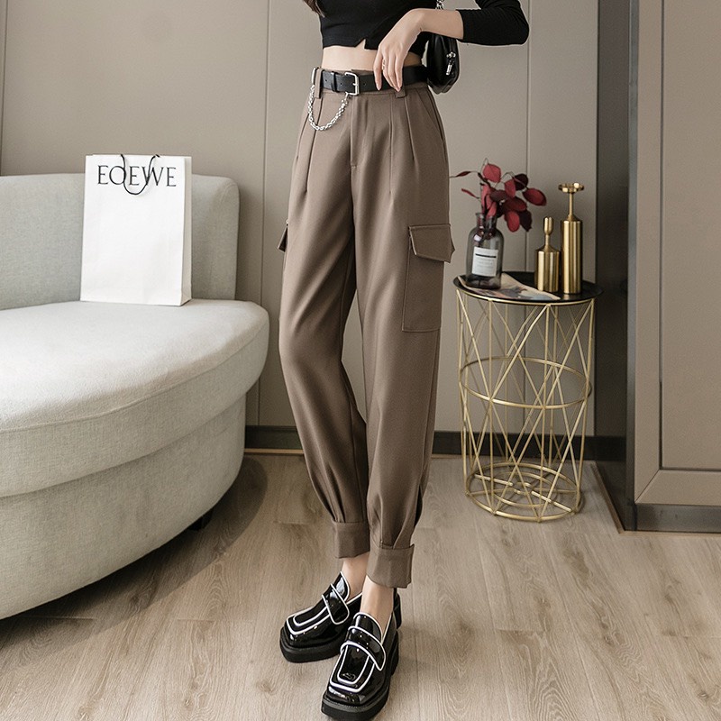 Quần jogger chất ruby cao cấp kiểu  túi hộp dáng bo chân kèm cúc cài mã 002 (ko kèm đai)