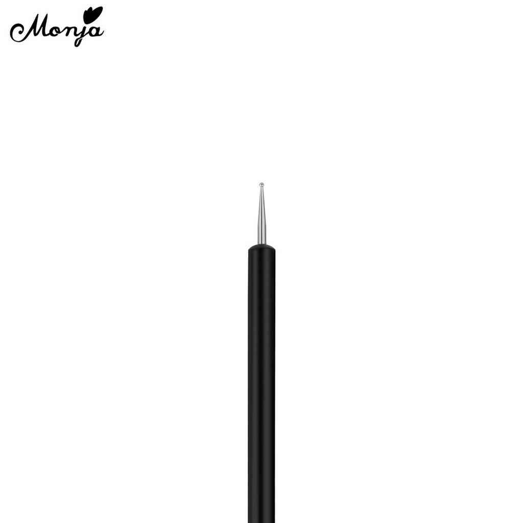 Cọ làm móng nghệ thuật MONJA màu đen hai đầu đính đá trang trí móng