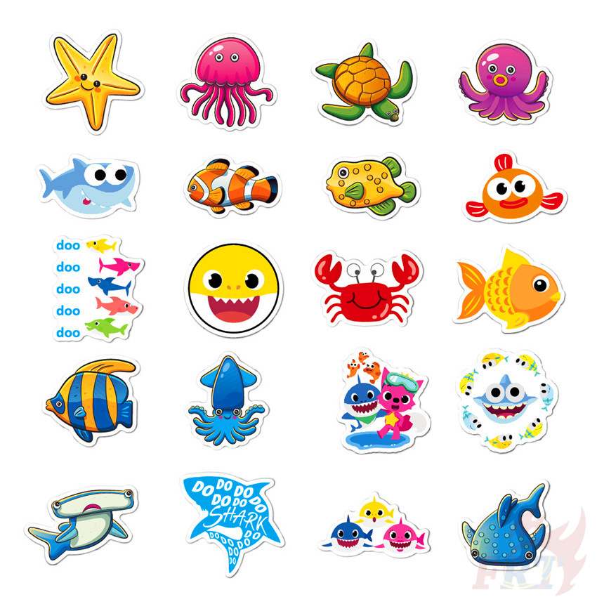 ❉ Sticker Hình Cá Mập 01 Xinh Xắn Dành Cho Bé ❉ Bộ 40 Hình Dán Thời Trang Dùng Trang Trí Ván Trượt, Laptop Hay Va Li