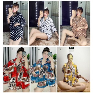 Đồ bộ lụa mai ngô - lua 100d - quần đùi tay cánh dơi