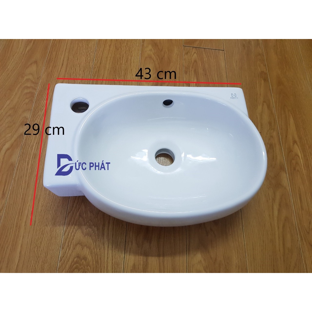 Chậu lavabo sứ, chậu rửa mặt treo tường loại nhỏ cho phòng tắm chật hẹp, men đẹp bảo hành 10 năm