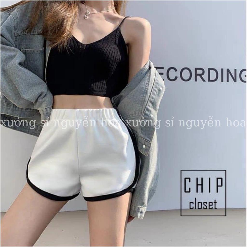 Quần đùi short kiểu dáng thể thao nữ chất liệu cotton mát 3 màu trắng đen xám Xưởng Sỉ Nguyễn Hoa