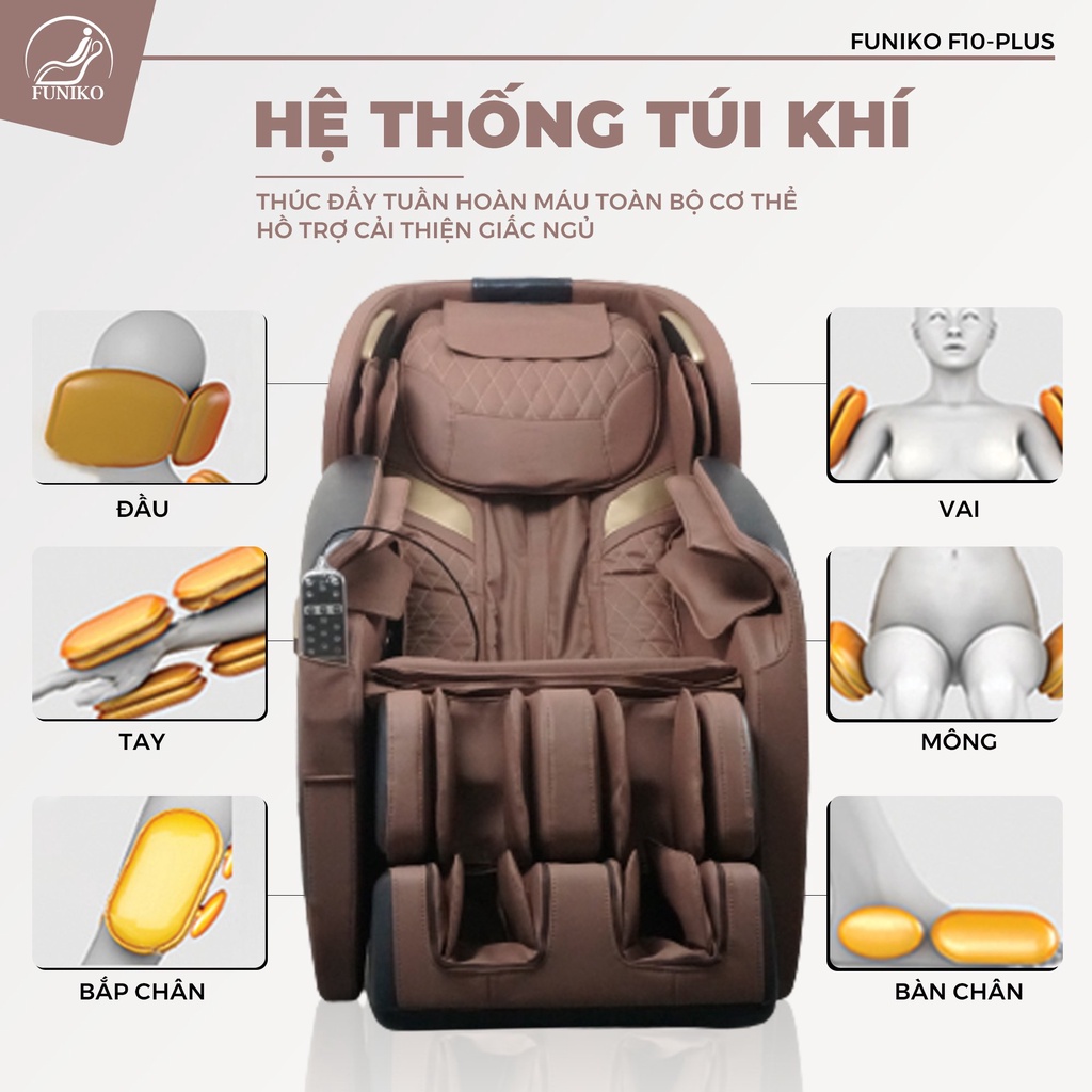 Ghế massage toàn thân,Bảo hành 10 năm Funiko F10 plus,4D di chuyển massage trị liệu chuyên sâu