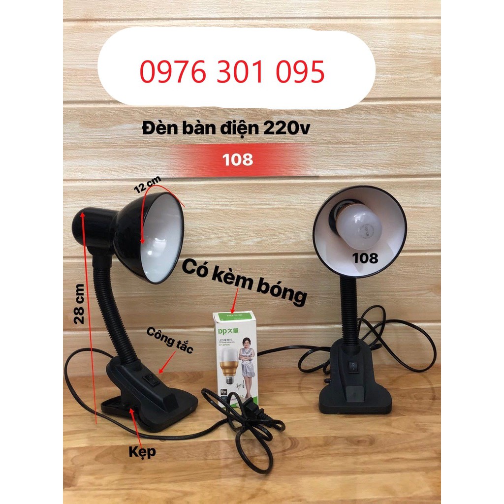 Đèn Bàn Kẹp Cổ Linh Hoạt 108 ( Bóng rời - Điện 220v )