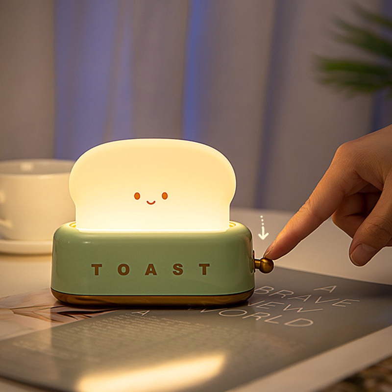 Li Đèn Ngủ LED Để Bàn Hình Bánh Mì Nướng Có Hẹn Giờ Dễ Thương Nhỏ Gọn Cho Phòng Ngủ