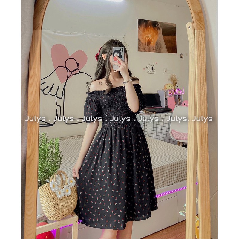 [Mã FAGREEN1505 giảm 10% tối đa 30K đơn 99K] Váy trễ vai chun ngực (ảnh thật shop chụp kèm video) | BigBuy360 - bigbuy360.vn