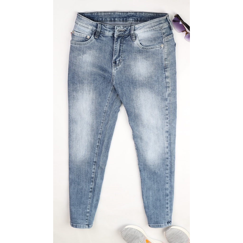 Quần Jean Nam Xanh Bạc X0112 Vải Không Ra Màu Dày Co Giãn Tốt form Slimfit Cao Cấp