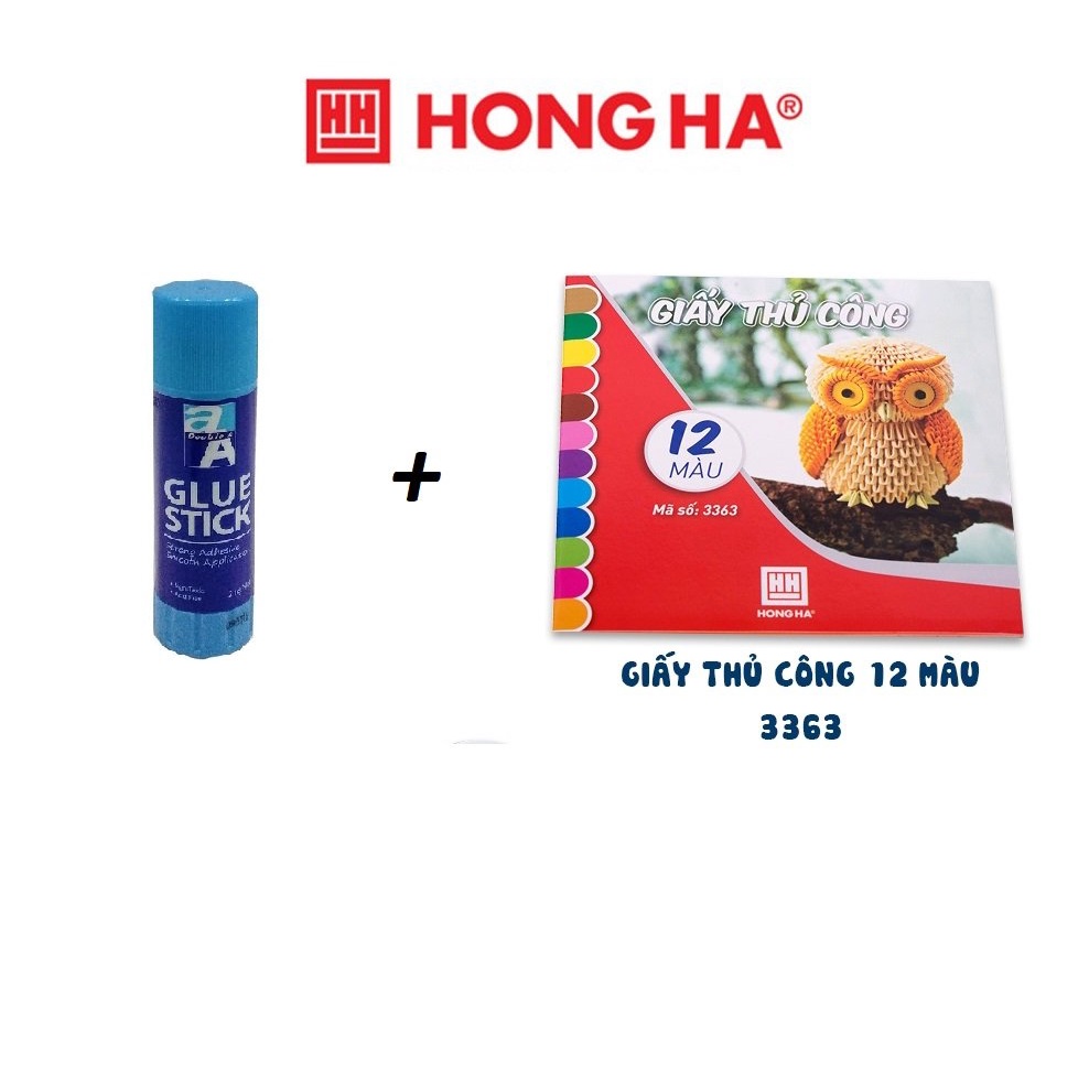 Giấy thủ công Hồng Hà (tặng kèm hồ khô) 12 màu - HH3363