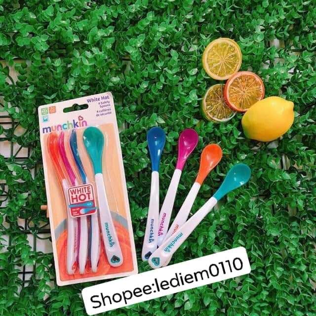  Thìa ăn dặm silicon báo nóng Munchkin