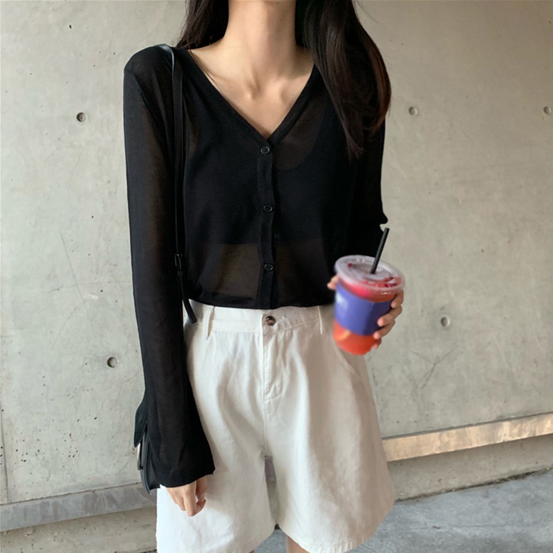 Áo cardigan cổ chữ v tay dài dáng rộng thiết kế thời trang dành cho nữ