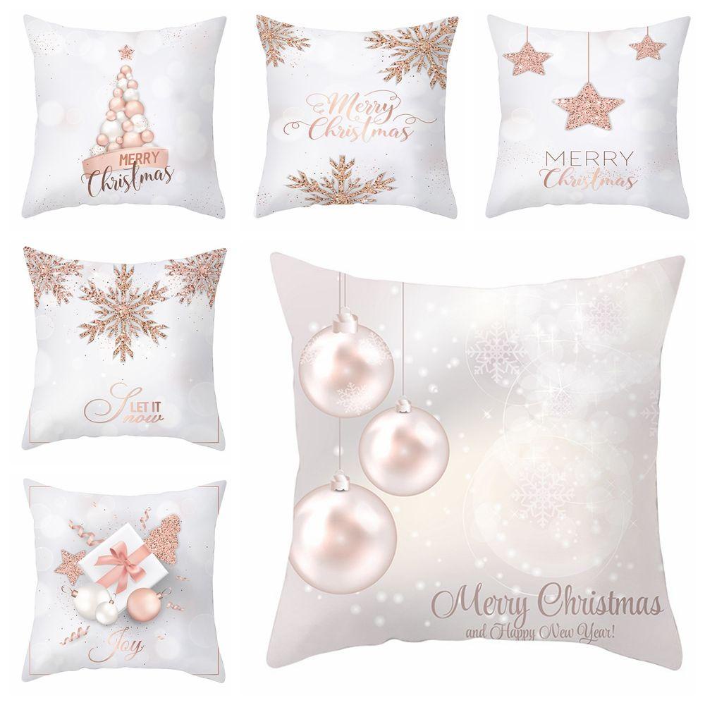 LAKAMIER Vỏ Gối Vuông Màu Vàng Hồng Phong Cách Giáng Sinh Thời Trang
