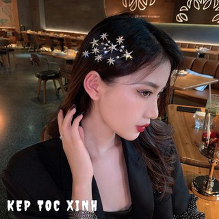 Kẹp tóc đính đá hình bông hoa tuyết tiểu thư thanh lịch