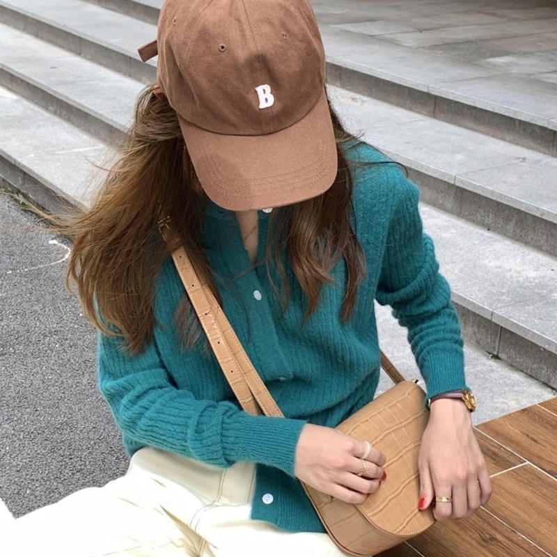 Áo khoác cardigan dệt kim tay dài cổ tròn phong cách Hàn Quốc thời trang mùa thu dành cho nữ