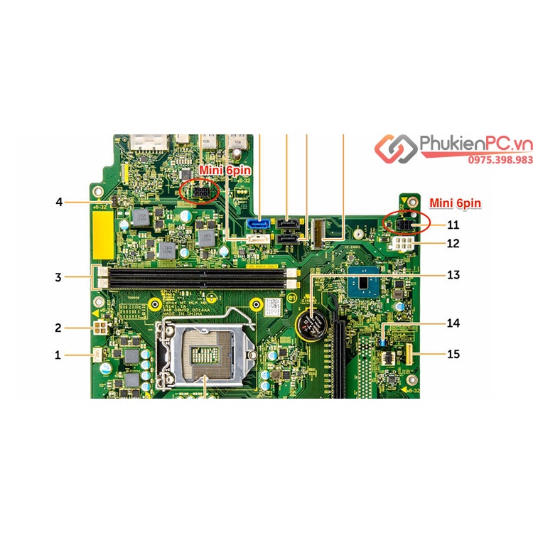 (MẪU MỚI) dây nguồn Mini 6Pin ra 2 SATA SSD HDD cho Dell 3050 3060 3070 3070 3090 5070 5080 5090 7080 3681