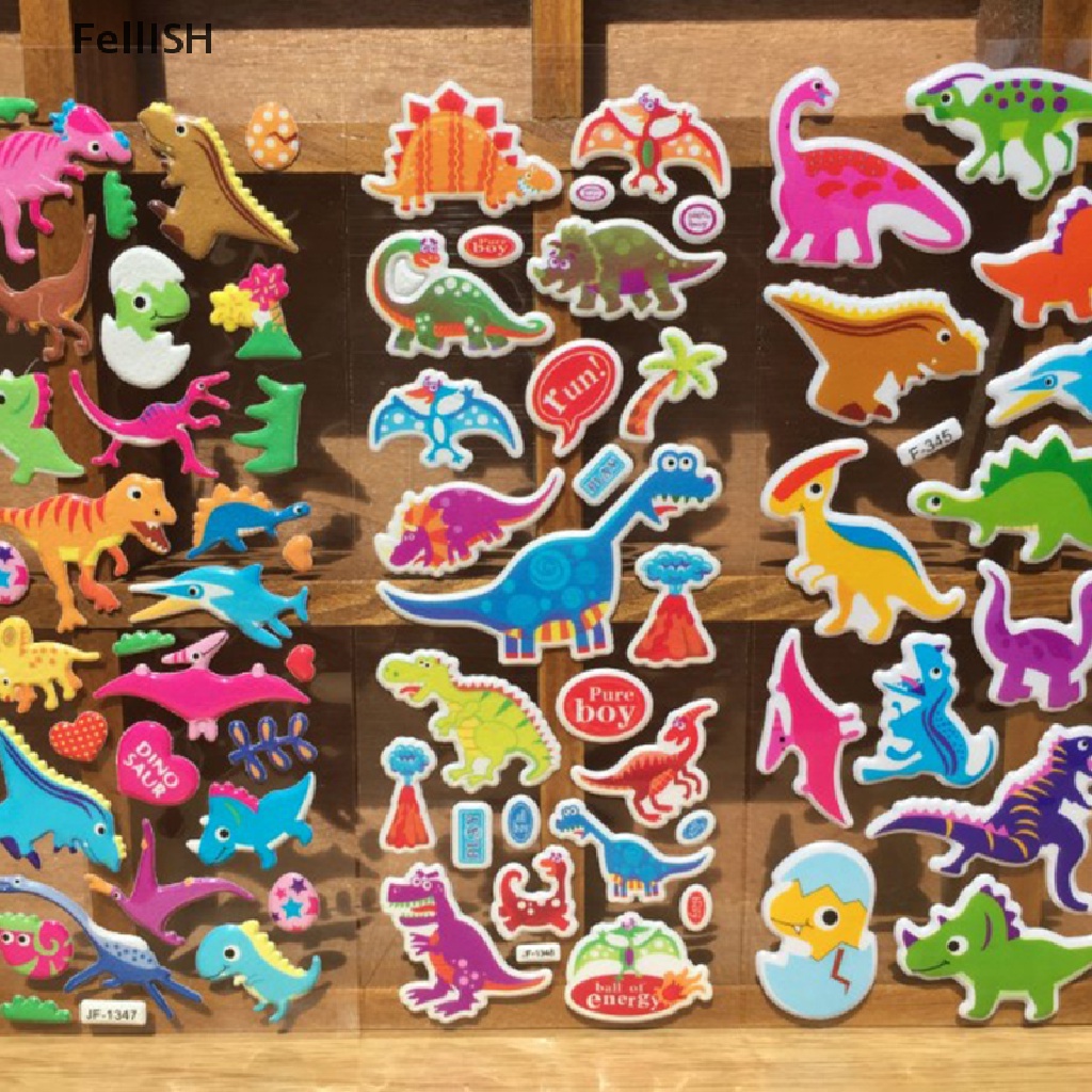 Set 10 Tấm Sticker Hoạt Hình 3D Trang Trí Sổ Tay Cho Bé Trai # 439br