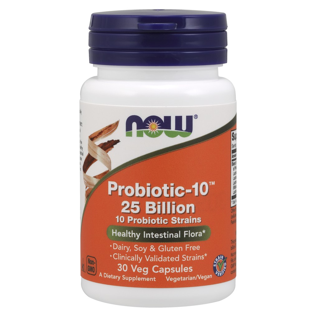 Cân bằng hệ vi khuẩn đường ruột, giảm rối loạn tiêu hóa Probiotic 10TM 25 Billion 30 viên nhập khẩu hãng NOW foods USA