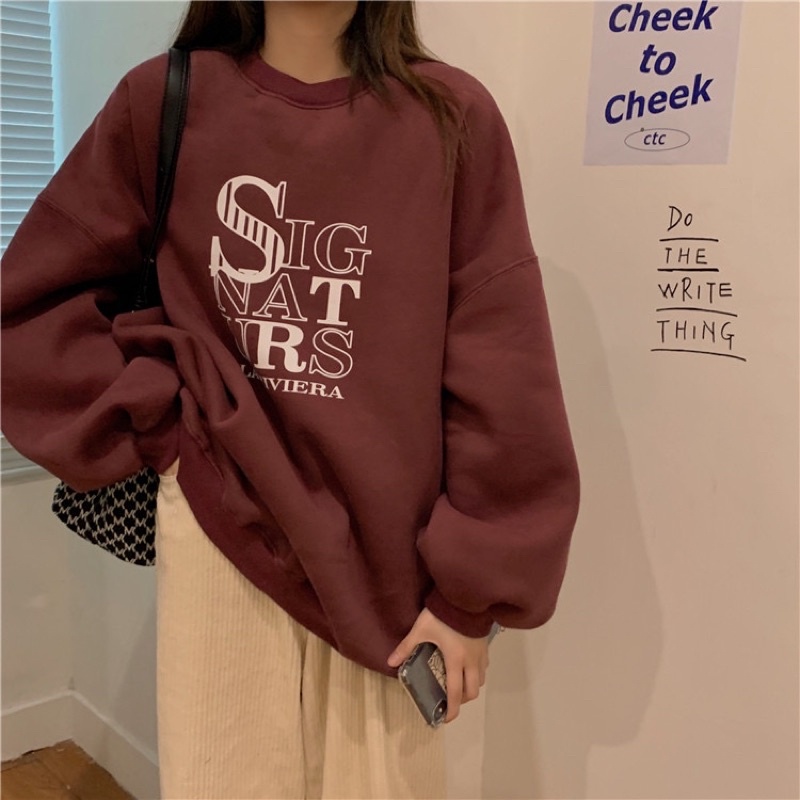 [Ảnh thật/Video] Set nỉ STR oversize,  Bộ đồ mùa đông quần nhung tăm, áo sweater form rộng tay bồng cá tính Ulzzang | BigBuy360 - bigbuy360.vn