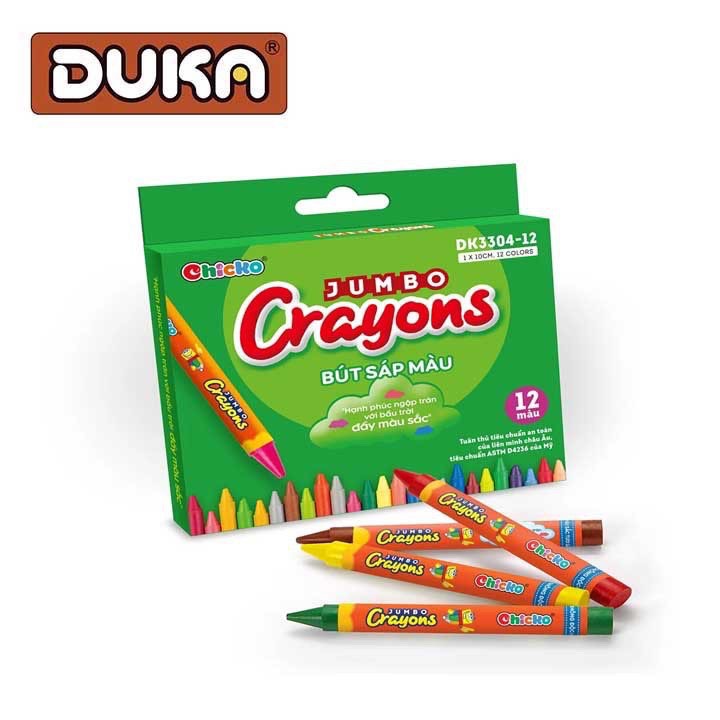 Văn Phòng Phẩm DUKA: Bút Sáp Màu Jumbo Crayons (12 Màu) DK 3304