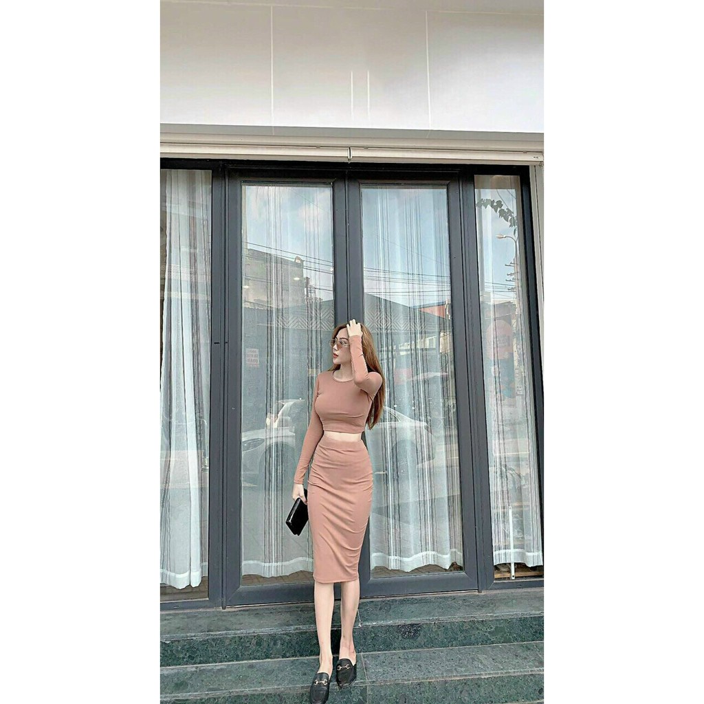 [HOT] SET BODY TAY DÀI TÔN DÁNG 2 màu nude và đen CO GIÃN YL81216