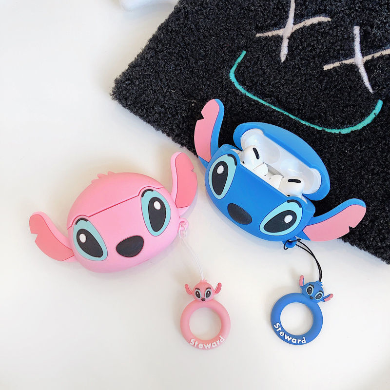 Vỏ bảo vệ hộp sạc tai nghe thích hợp cho airpods 1 / 2 pro hình stitch xinh xắn