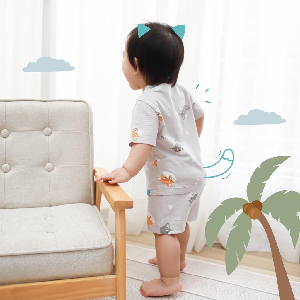 Bộ Mompa cộc tay Cotton giấy Hàn Quốc cao cấp mềm mịn thoáng mát thun giấy siêu xịn in thú cưng cho bé trai bé gái MP610