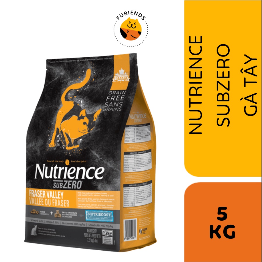 Thức ăn dạng hạt cho mèo Nutrience Subzero Fraser Valley vị gà tây gói 5kg - Furiends Official Store
