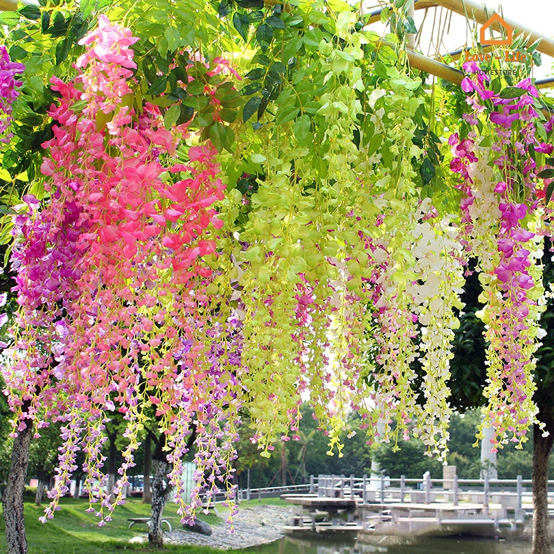 Dây Hoa Tử Đằng Giả Bằng Lụa Treo Trang Trí Nhà Cửa / Sân Vườn