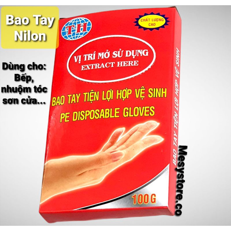 Bao Tay Nilon Tự Hủy TH PE Disposable Gloves Bao Tay Xốp Tiện Lợi Hợp Vệ Sinh Chất Lượng Cao