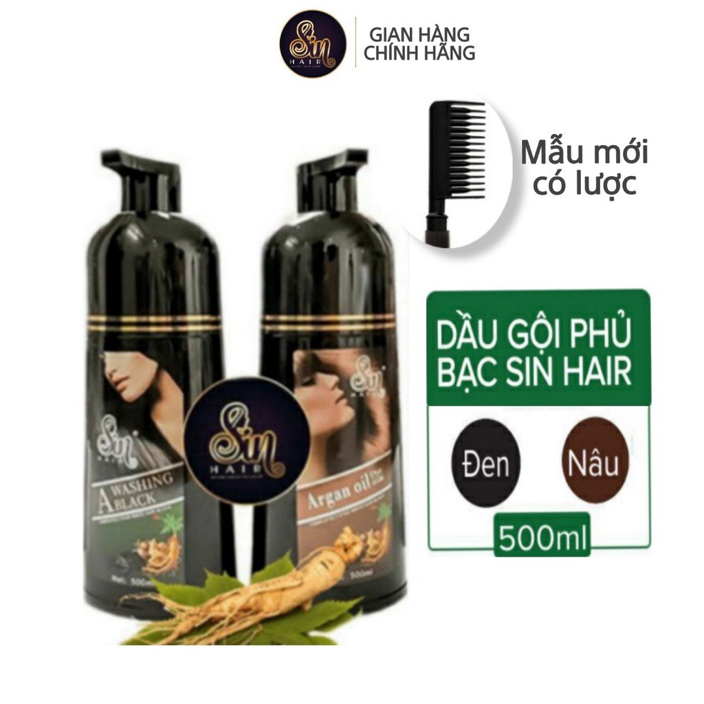 DẦU GỘI PHỦ BẠC SIN HAIR NHẬT BẢN MÀU ĐEN &amp; NÂU VỚI CHIẾT XUẤT NHÂN SÂM NHẬT BẢN