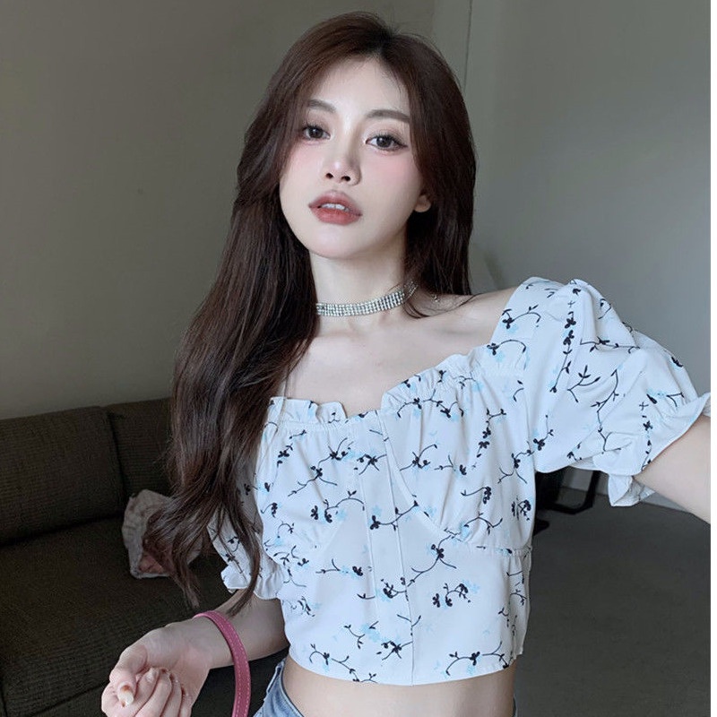 Áo Sơ Mi Tay Phồng Họa Tiết Hoa Thời Trang Mới Cho Nữ