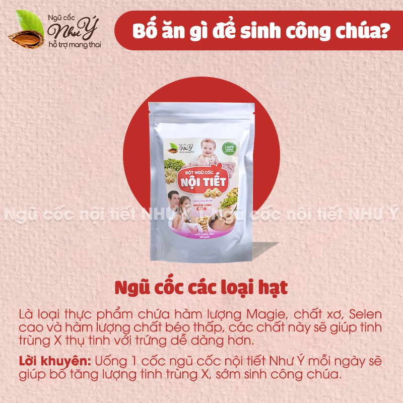 Ngũ Cốc Như Ý (lọ 500gr) hỗ trợ sinh con gái - Không Đường, Không chất bảo quản - Cải thiện nội tiết