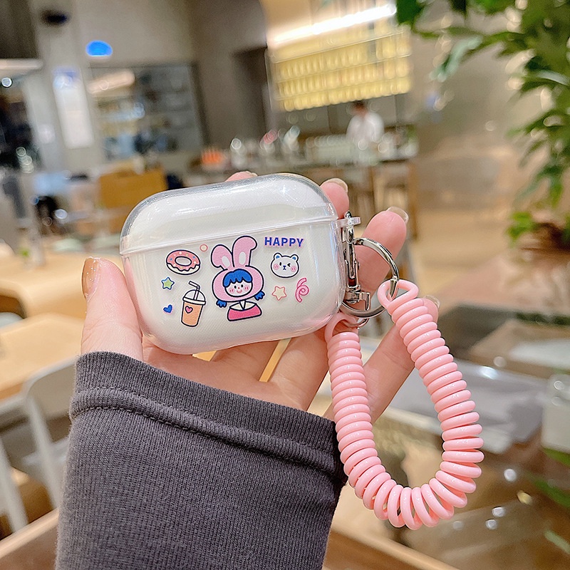 Vỏ Bảo Vệ Hộp Sạc Tai Nghe airpods 1 2 Pro 3rd Generation Pro 1/2 Trong Suốt Chống Sốc Họa Tiết Hoạt Hình Kèm Dây Đeo Kiểu Nhật Hàn
