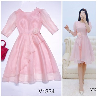 Váy hồng organza lay lỡ V1334 - MC phân phối chính thức ( kèm ảnh thật shop tự chụp)