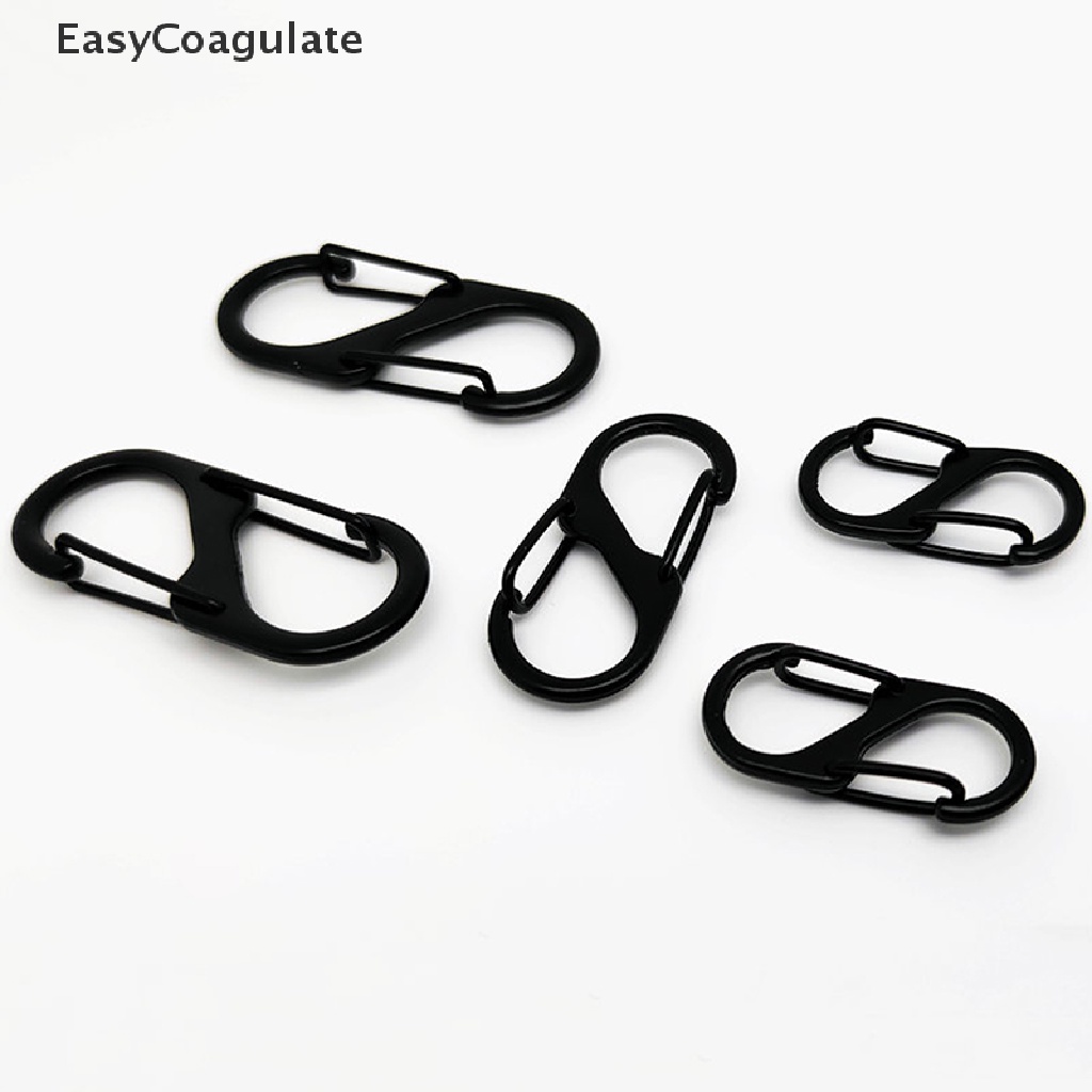 Eas 10pcs Stainless S Type Carabiner Lock Keychain Hook Anti-Theft Backpack Buckle Ate