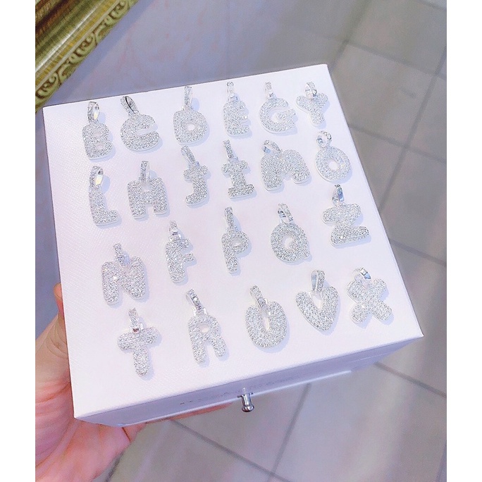 Mặt dây chuyền chữ cái bạc ta nạm đá cho nữ Minh Tâm Jewelry