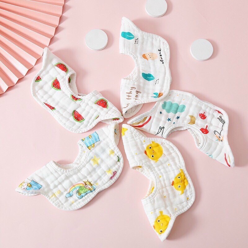 Yếm tròn xoay 6 lớp Organic cotton cho bé