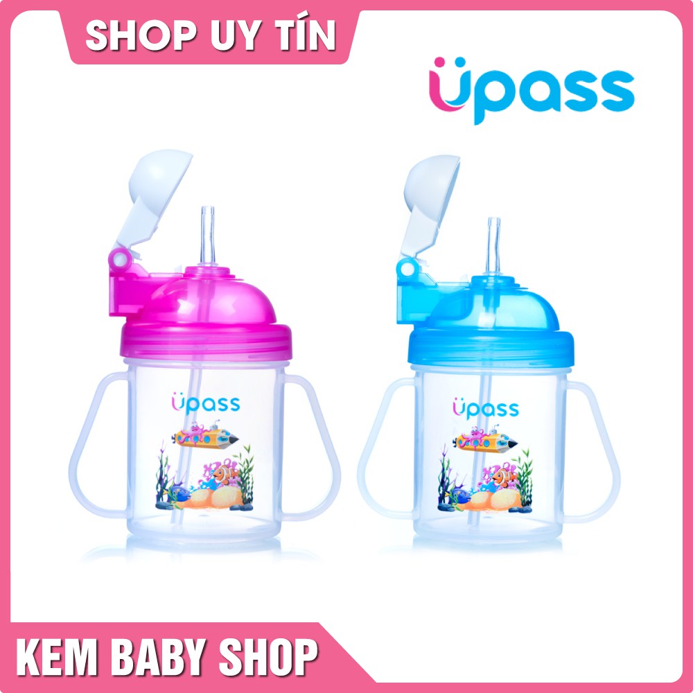 [Chính Hãng] Cốc tập uống cho bé đầu hút mềm Upass UP0623Y 200ml - bình nước cho bé có ống hút Upass