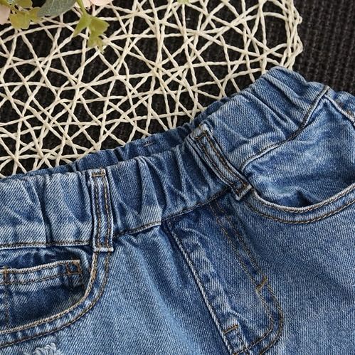 Quần Short Denim Cotton Rách Thời Trang Mùa Hè Phong Cách Hàn Quốc Mới Cho Bé Gái