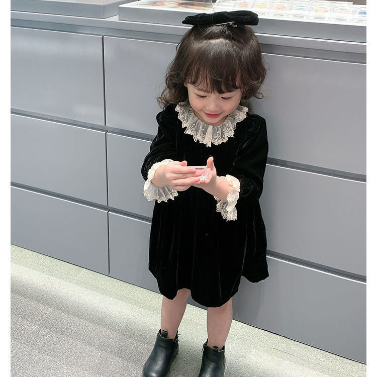 Đầm công chúa phối ren thời trang mùa thu dành cho bé gái