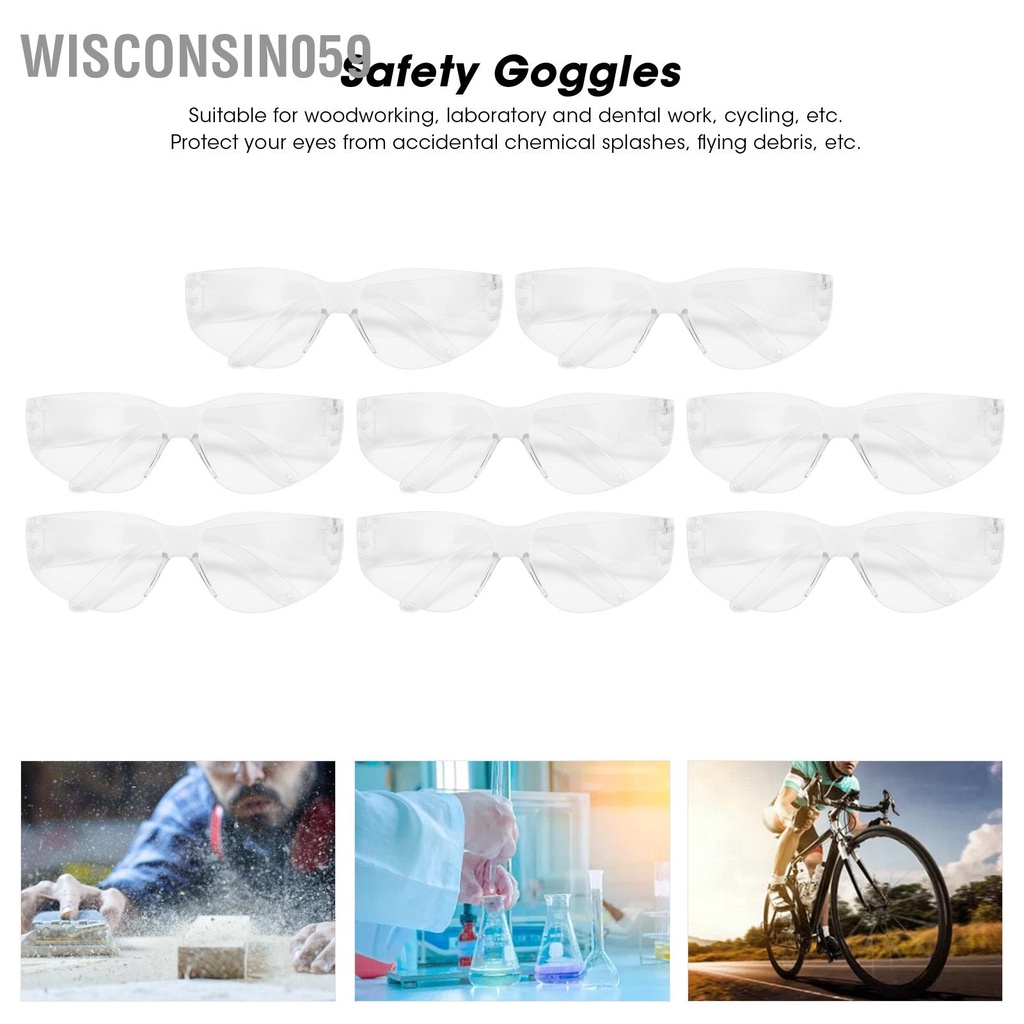 Wisconsin059 8pcs Safety Goggles Anti‑Impact Dustproof Eyes Protector for Riding Woodworking Construction Work